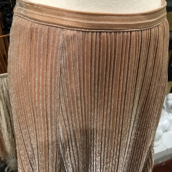 anthropologie Maeve Ambra Rose Gold Metallic Pleated Skirt M - Picture 3 of 15